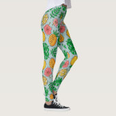 Leggings Modèle floral rose et vert jaune exotique (Droite)