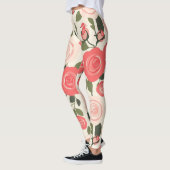 Leggings Modèle floral rose romantique (Gauche)