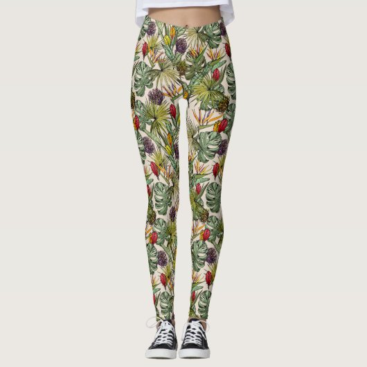 Leggings Modèle floral tropical (Devant)