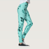 Leggings Modèle floral turquoise (Droite)