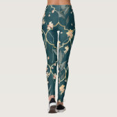 Leggings Modèle floral vert et or (Dos)