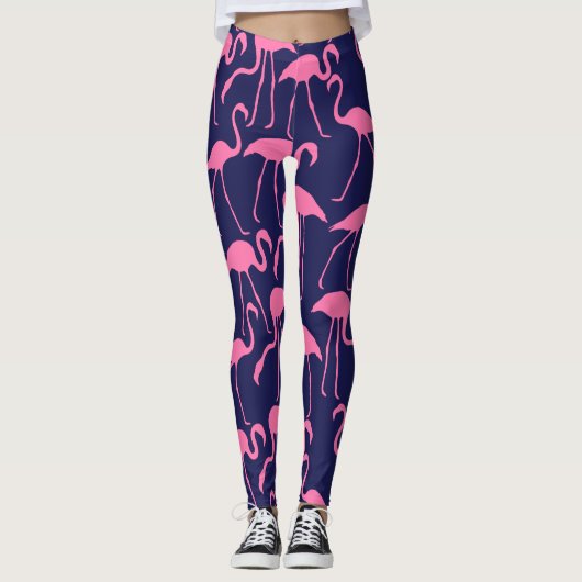 Leggings Modèle marine et flamant rose (Devant)