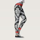 Leggings Modèle moderne noir et blanc damassé rouge (Droite)