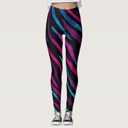 Leggings Modèle Neon Noir Zebra (Devant)