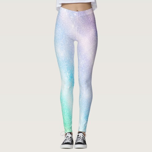 Leggings Modèle vitreux ombre Blue Purple Glitter (Devant)