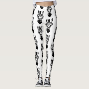 Leggings Modèle zèbre noir et blanc mignon