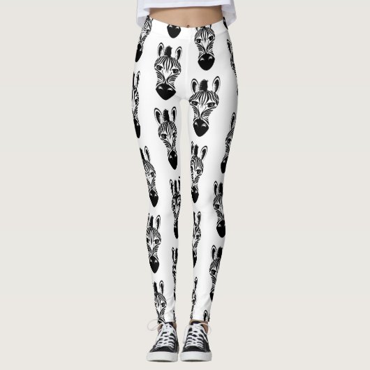 Leggings Modèle zèbre noir et blanc mignon (Devant)