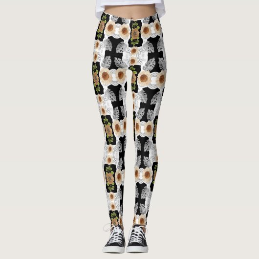 Leggings Modern abstract floral art (Devant)