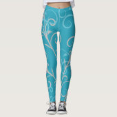 Leggings Modern Aqua Blue Swirl Pattern (Devant)