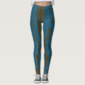 Leggings Modern blue &brown abstract pattern (Devant)