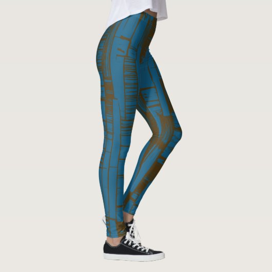 Leggings Modern blue &brown abstract pattern  (Droite)