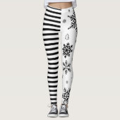 Leggings Modern Christmas Snowflake & Stripe Holiday (Devant)