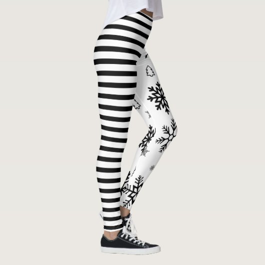 Leggings Modern Christmas Snowflake & Stripe Holiday (Droite)