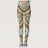 Leggings Modern, cool, chic, silver and gold stripe pattern (Devant)