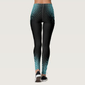 Leggings Modern Custom Logo Electric-Blue Halftone on Black (Dos)
