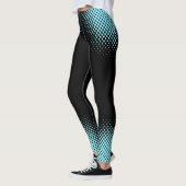 Leggings Modern Custom Logo Electric-Blue Halftone on Black (Gauche)