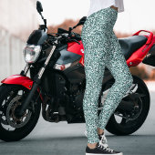 Leggings Modern Cute Girly Dark Azure Cyan Gray Glitter 