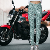 Leggings Modern Cute Girly Dark Azure Cyan Gray Glitter 