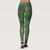 Leggings Modern Green Gold Foliage Plant Botanical Design (Dos)