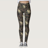 Leggings Modern Grey Brown Green Cats Camouflage Pattern (Devant)