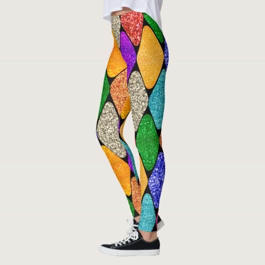 Leggings Modern Harlequin Pattern Sparkly Mardi Gras  (Gauche)