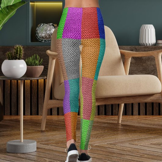 Leggings Modern Multicolor Knitting Wool Textured Pattern