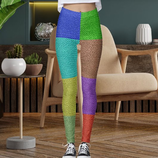 Leggings Modern Multicolor Knitting Wool Textured Pattern