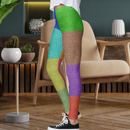 Leggings Modern Multicolor Knitting Wool Textured Pattern