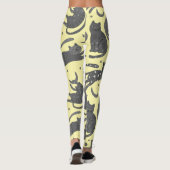 Leggings Modern Pet Lover Cream And Grey Kitten Cat Pattern (Dos)