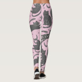 Leggings Modern Pet Lover Pink And Grey Kitten Cat Pattern (Dos)