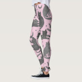 Leggings Modern Pet Lover Pink And Grey Kitten Cat Pattern (Gauche)