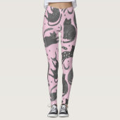 Leggings Modern Pet Lover Pink And Grey Kitten Cat Pattern (Devant)