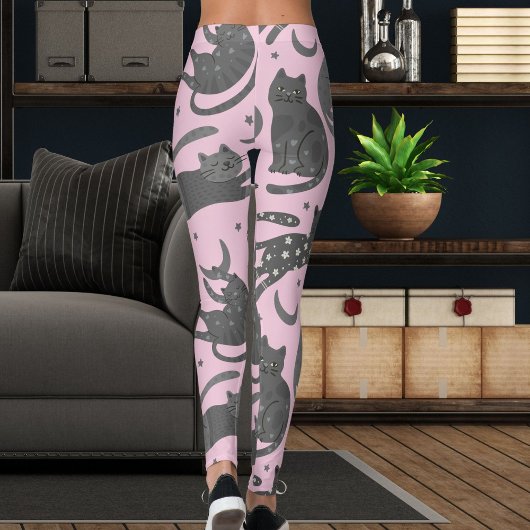 Leggings Modern Pet Lover Pink And Grey Kitten Cat Pattern