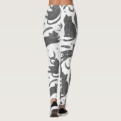 Leggings Modern Pet Lover White And Grey Kitten Cat Pattern (Dos)