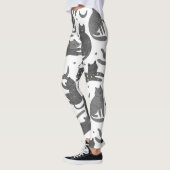 Leggings Modern Pet Lover White And Grey Kitten Cat Pattern (Gauche)