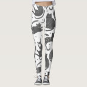 Leggings Modern Pet Lover White And Grey Kitten Cat Pattern (Devant)