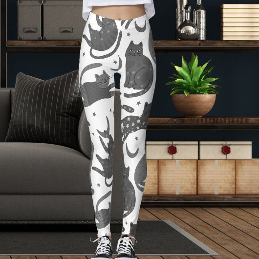 Leggings Modern Pet Lover White And Grey Kitten Cat Pattern