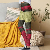 Leggings Modern Red Brown And Beige Striped Knitted Pattern