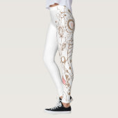 Leggings Modern Scroll Hearts Tan Pink Ajouter Nom Valentin (Gauche)