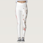 Leggings Modern Scroll Hearts Tan Pink Ajouter Nom Valentin (Devant)