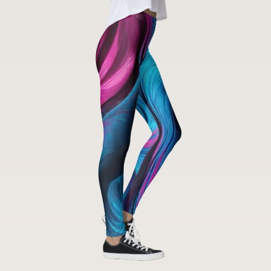 Leggings Moderne Abstrait-bleu et rose- (Droite)