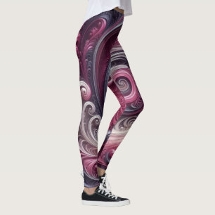Leggings Moderne Abstrait Simple Tourbillonnant Rose et Vio