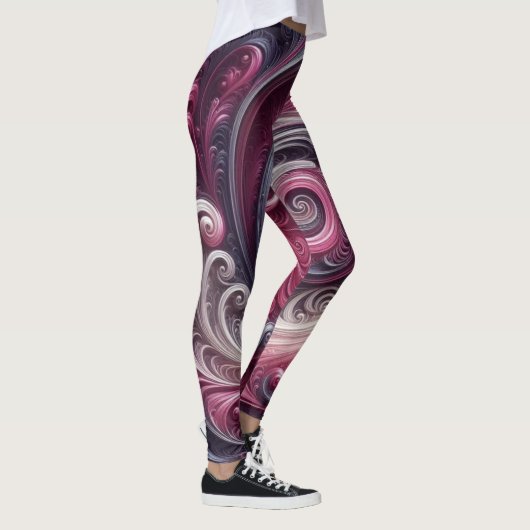 Leggings Moderne Abstrait Simple Tourbillonnant Rose et Vio (Droite)