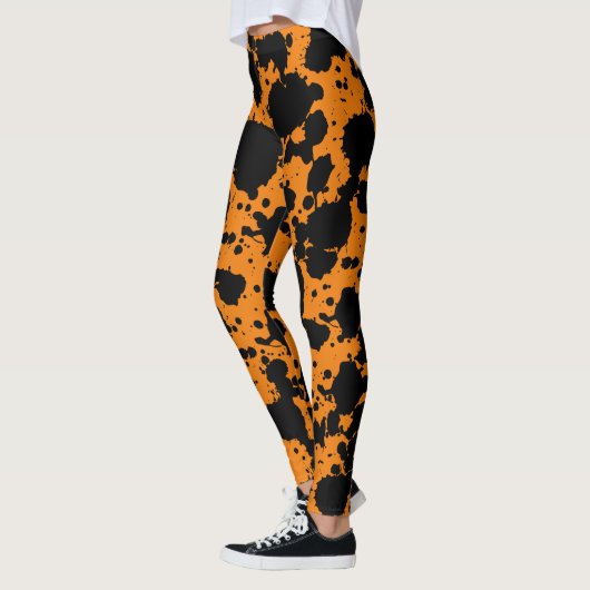 Leggings Moderne Black et Orange Peinture Splatter Funny (Gauche)
