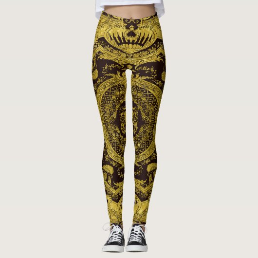 Leggings Moderne Design élégant Or Ornement Baroque (Devant)