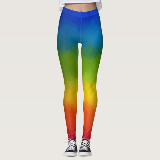 Leggings Moderne Elégant couleur rouge bleu jaune vert (Devant)