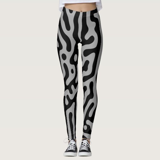 Leggings Moderne, élégant, gris et noir classique (Devant)