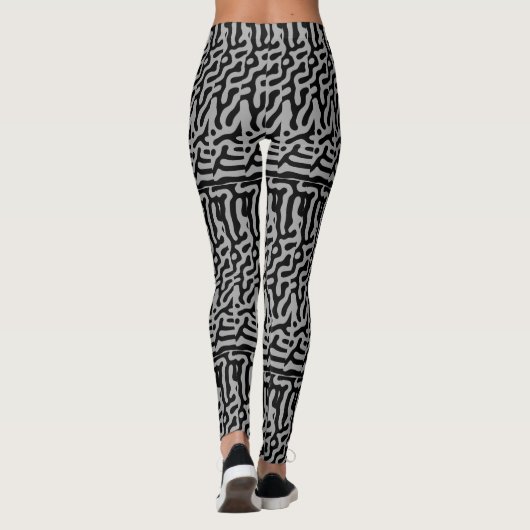 Leggings Moderne Élégant Gris & Noir Classique (Dos)
