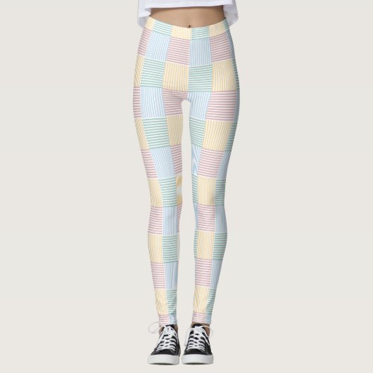 Leggings Moderne Elégant rose Rose bleu vert jaune blanc (Devant)