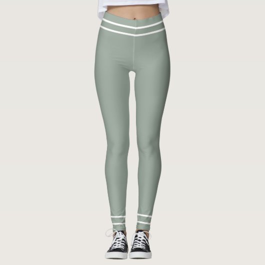 Leggings Moderne Elégant Vert Blanc Pastel Couleurs Modes (Devant)